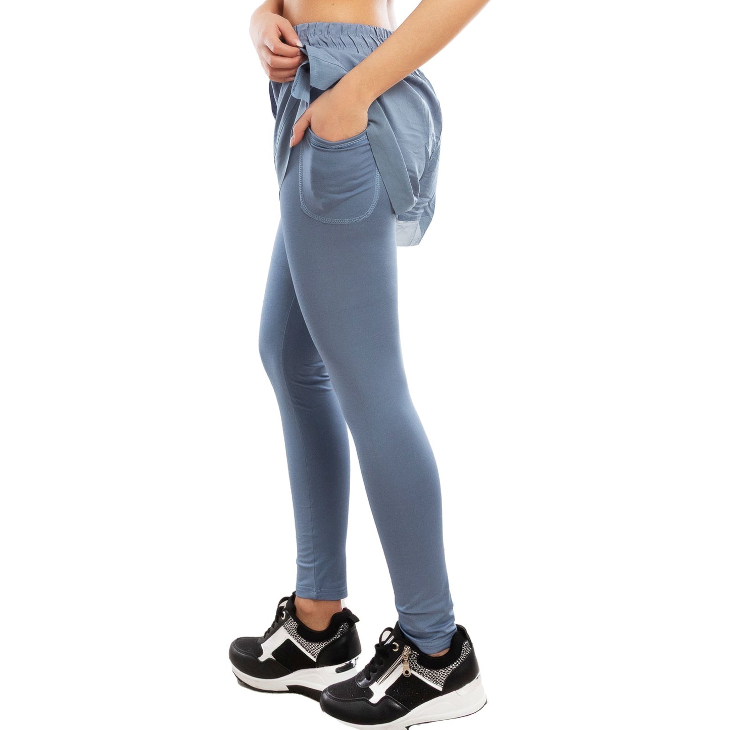 toocool leggings sportivi 2 in 1 donna pantaloncini sovrapposti tasca laterale leggings fitness yoga palestra toocool 821915 nero sm