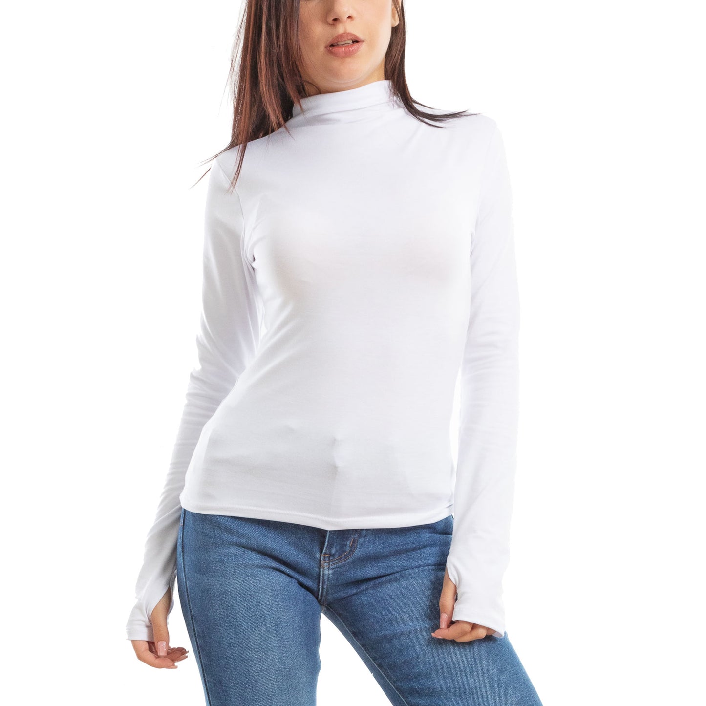 toocool maglia donna blusa maniche lunghe foro per pollice vi 5255