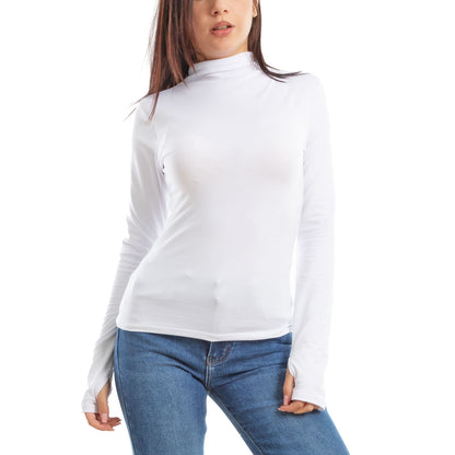 toocool maglia donna blusa maniche lunghe foro per pollice vi 5255