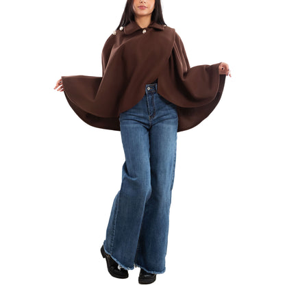 toocool mantellina poncho donna elegante bottoni dorati cape a portafoglio vb 5693