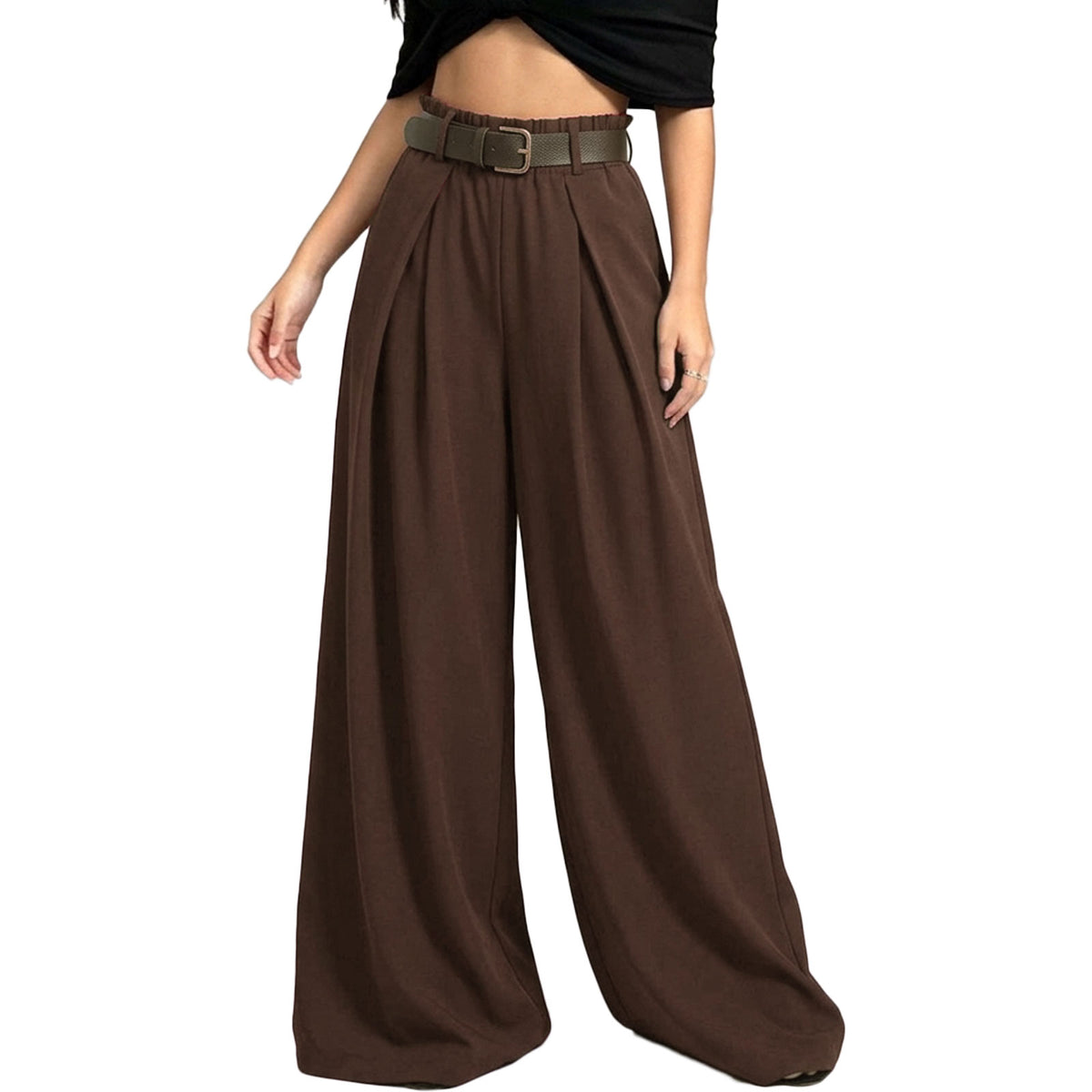 toocool pantaloni donna ampi palazzo con cintura toocool vi 3546 nero taglia unica