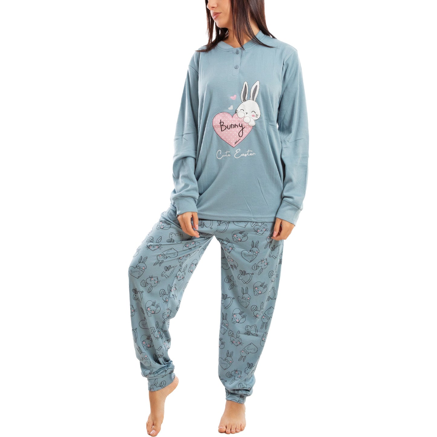 toocool pigiama donna felpato invernale coniglietti caldo c3101