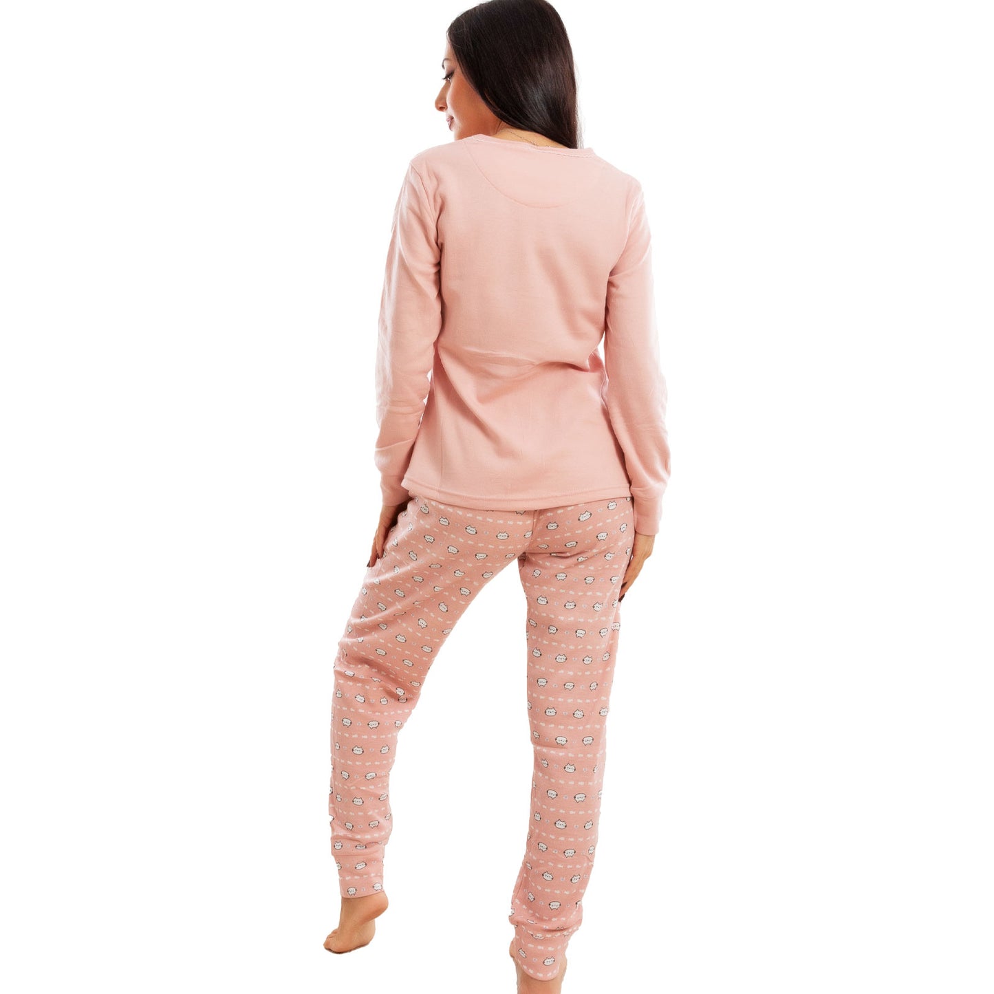 toocool pigiama donna invernale felpato gatti maniche lunghe pantaloni caldo cotone toocool 2141 verde acqua s