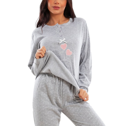 toocool pigiama donna invernale felpato pois maniche lunghe pantaloni caldo cotone toocool e5820 blu m