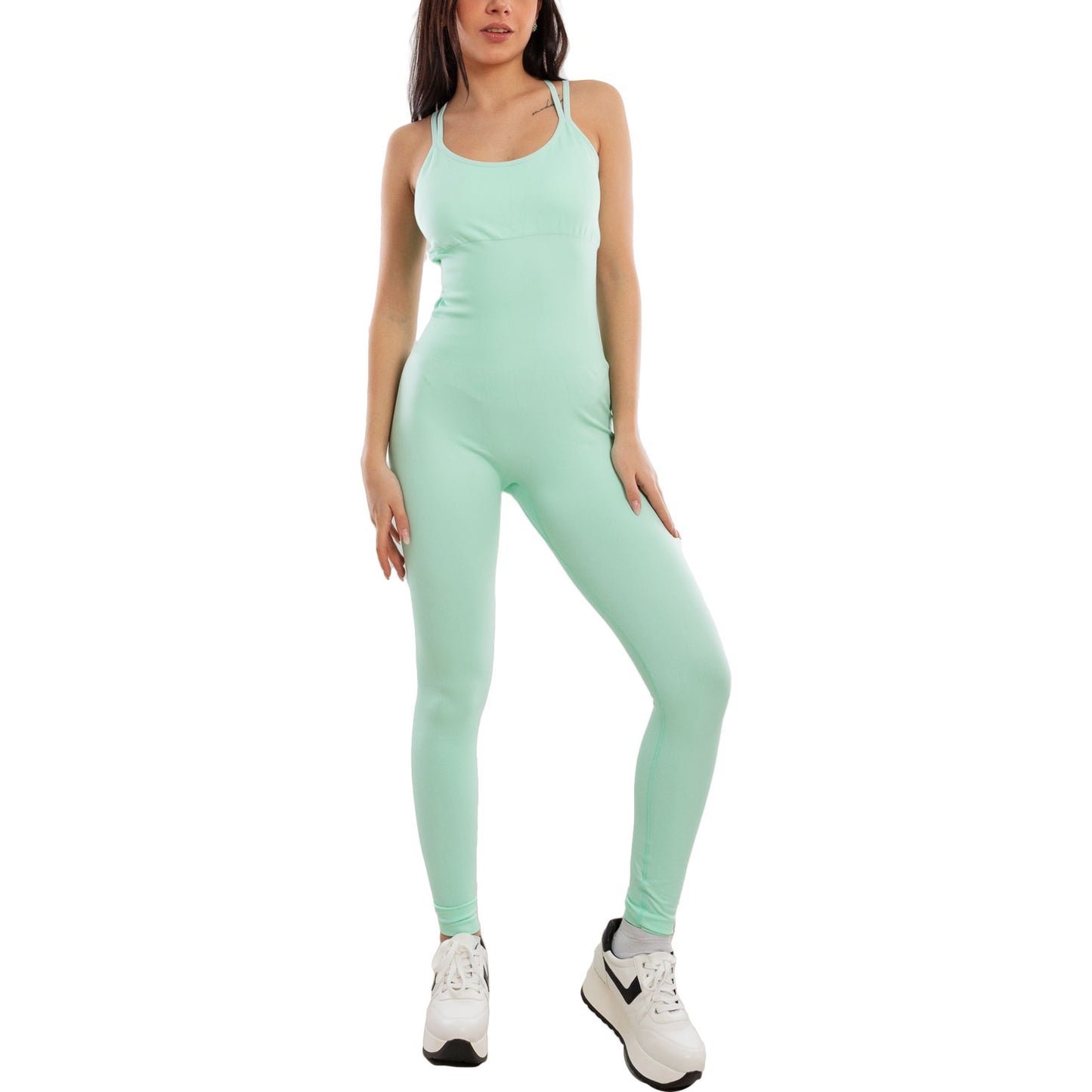 toocool tuta sportiva donna jumpsuit intera aderente body modellante yoga pilate fitness schiena scoperta incrocio toocool s90025 nero sm