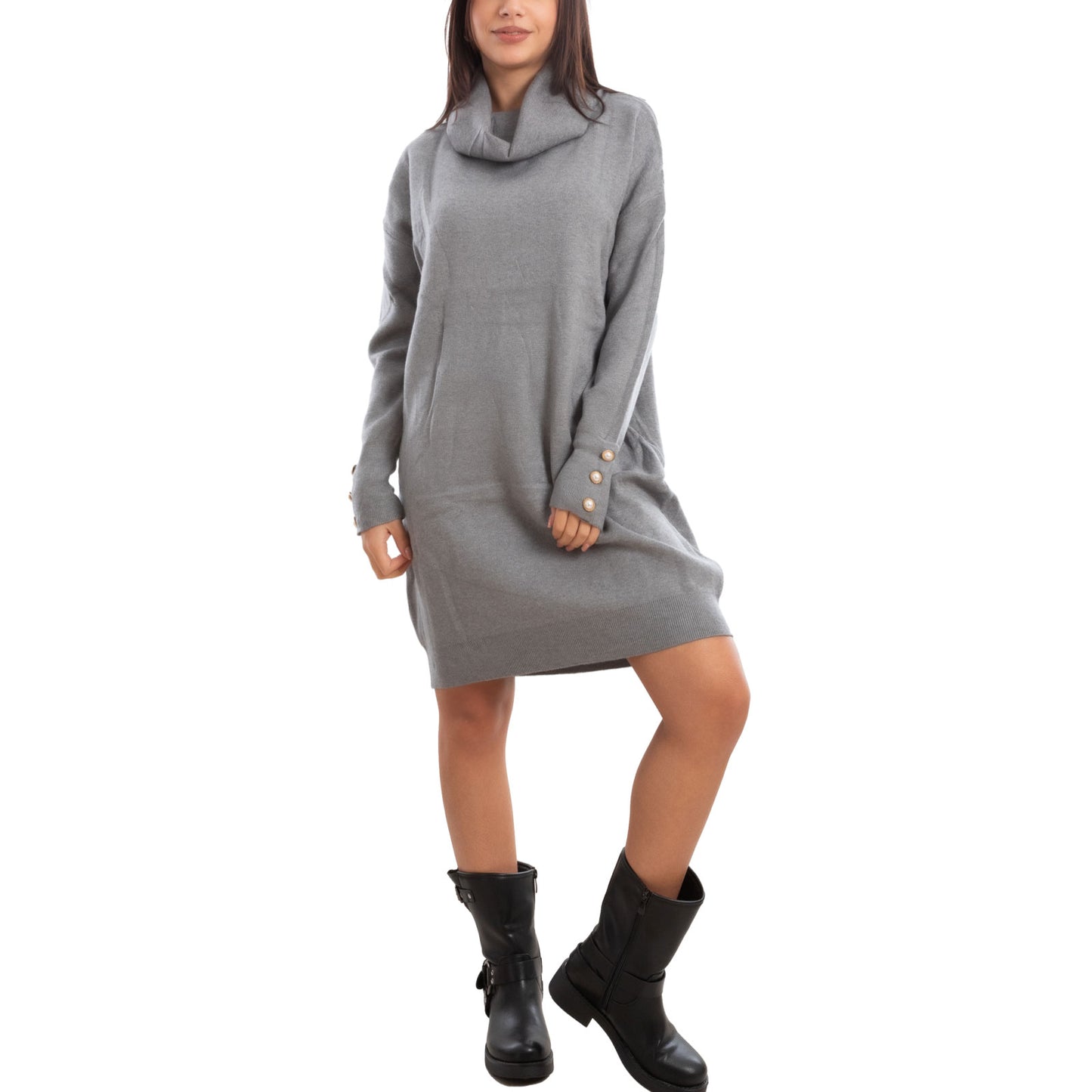 toocool vestito donna miniabito collo alto maglia tricot maximaglione toocool mtc13293 nero sl