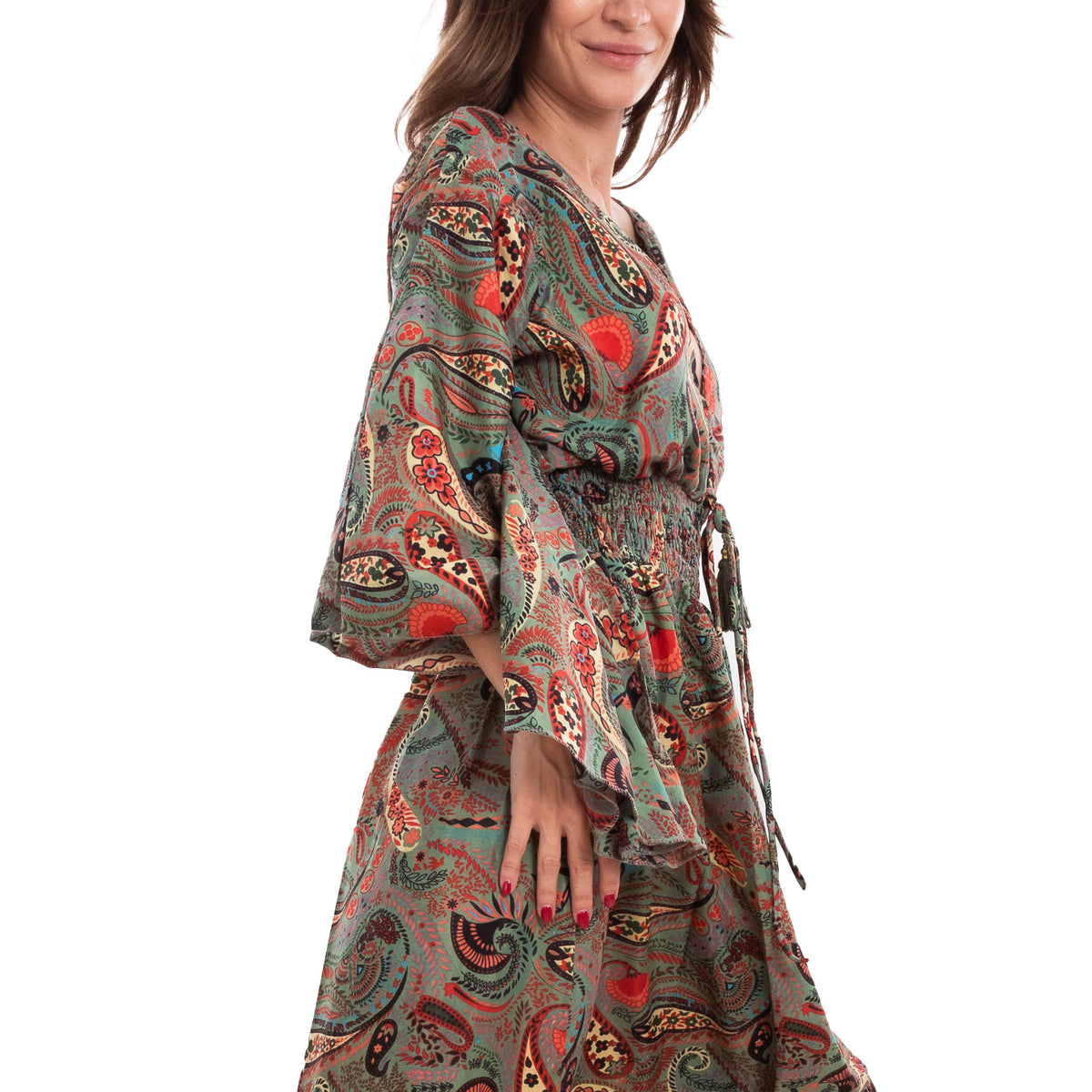 toocool vestito lungo donna abito boho chic fantasia etnica toocool rk 2021 rosso sl