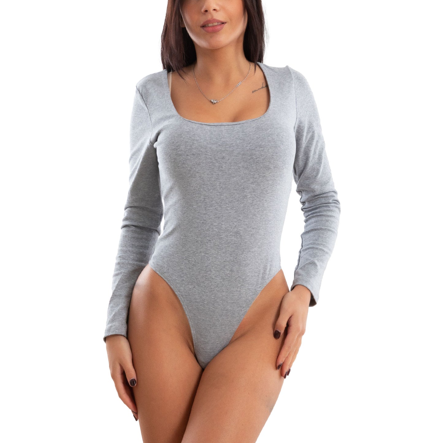 toocool body donna manica lunga in cotone elasticizzato perizoma bj26006