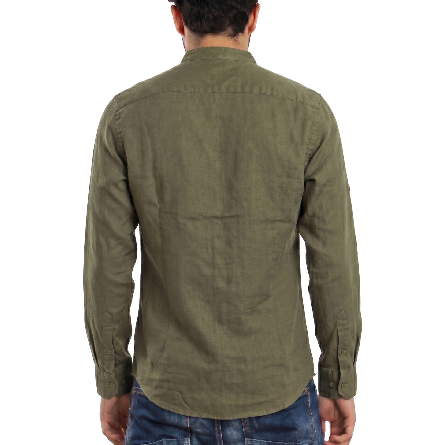 toocool camicia uomo misto lino maniche lunghe bottone regolabile collo alla coreana toocool z 909 nero s