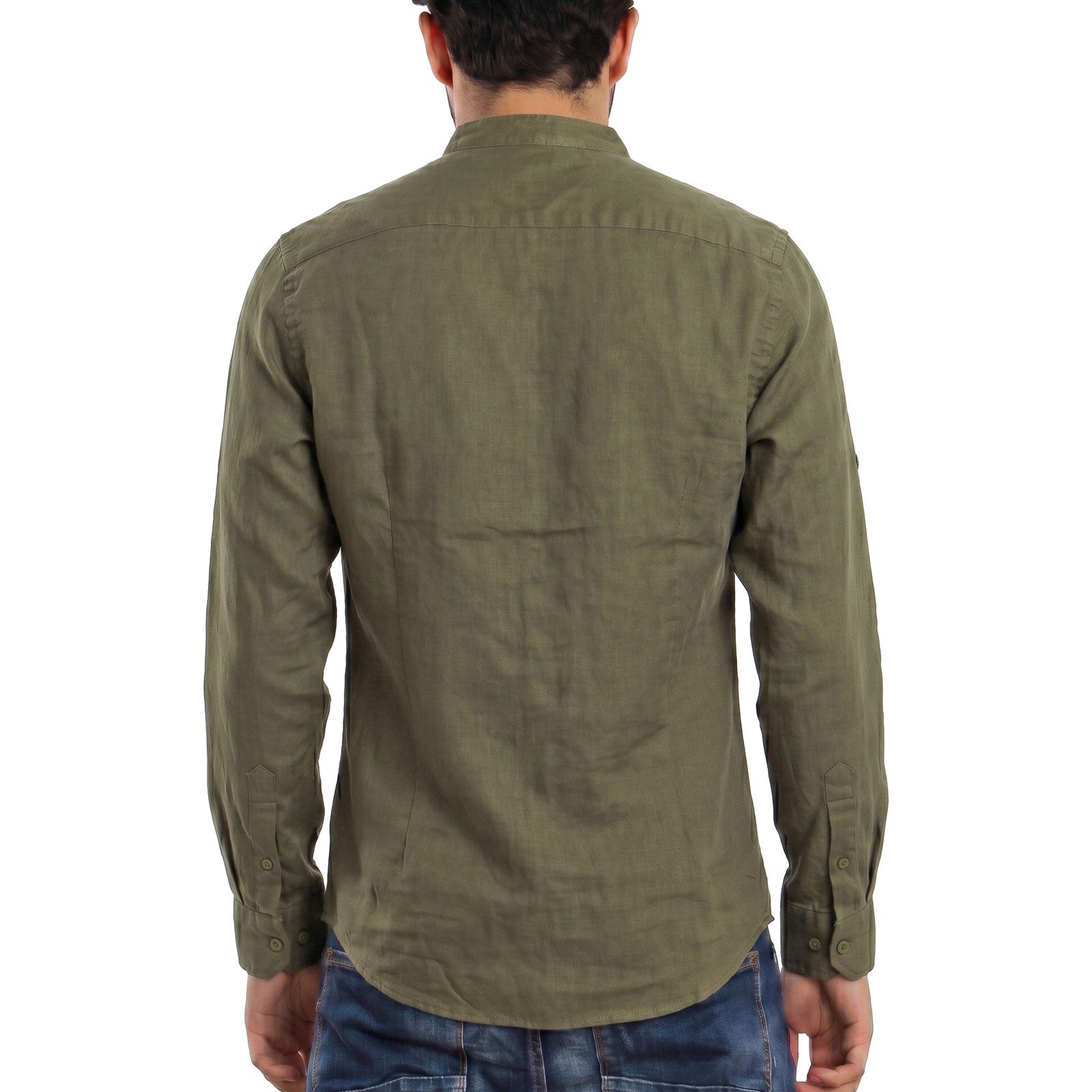 toocool camicia uomo misto lino maniche lunghe bottone regolabile collo alla coreana toocool z 909 nero s