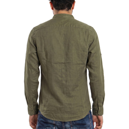 toocool camicia uomo misto lino maniche lunghe bottone regolabile collo alla coreana toocool z 909 nero s
