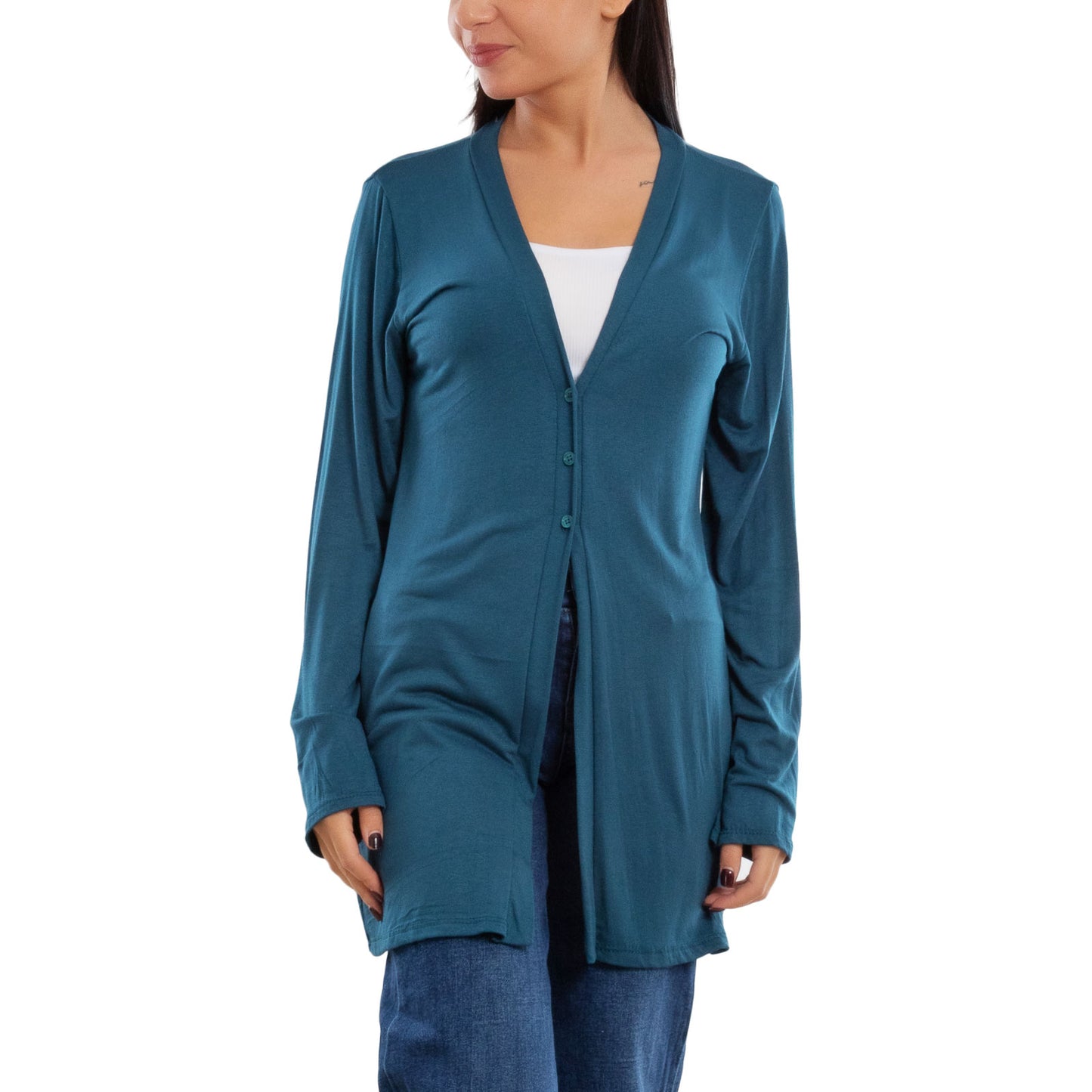 toocool cardigan lungo donna elegante coprispalle spolverino bottoni manica lunga toocool vb 4222 nero sl