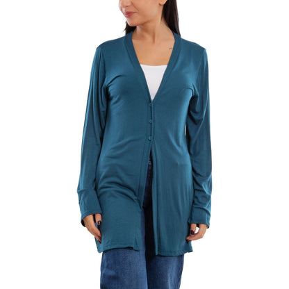 toocool cardigan lungo donna elegante coprispalle spolverino bottoni manica lunga toocool vb 4222 nero sl