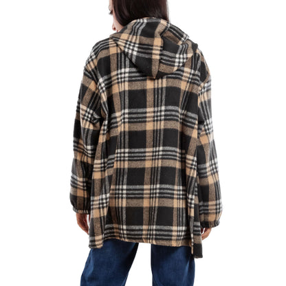 toocool giacca donna blazer felpa cardigan flanella cappuccio scozzese quadri toocool vi 5790 nero sl