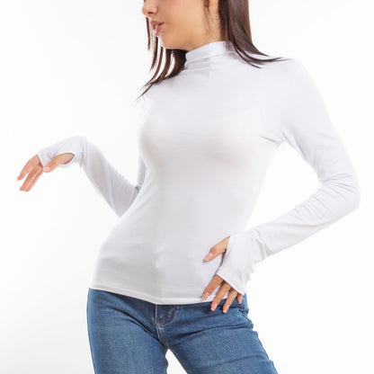 toocool maglia donna blusa maniche lunghe foro per pollice vi 5255