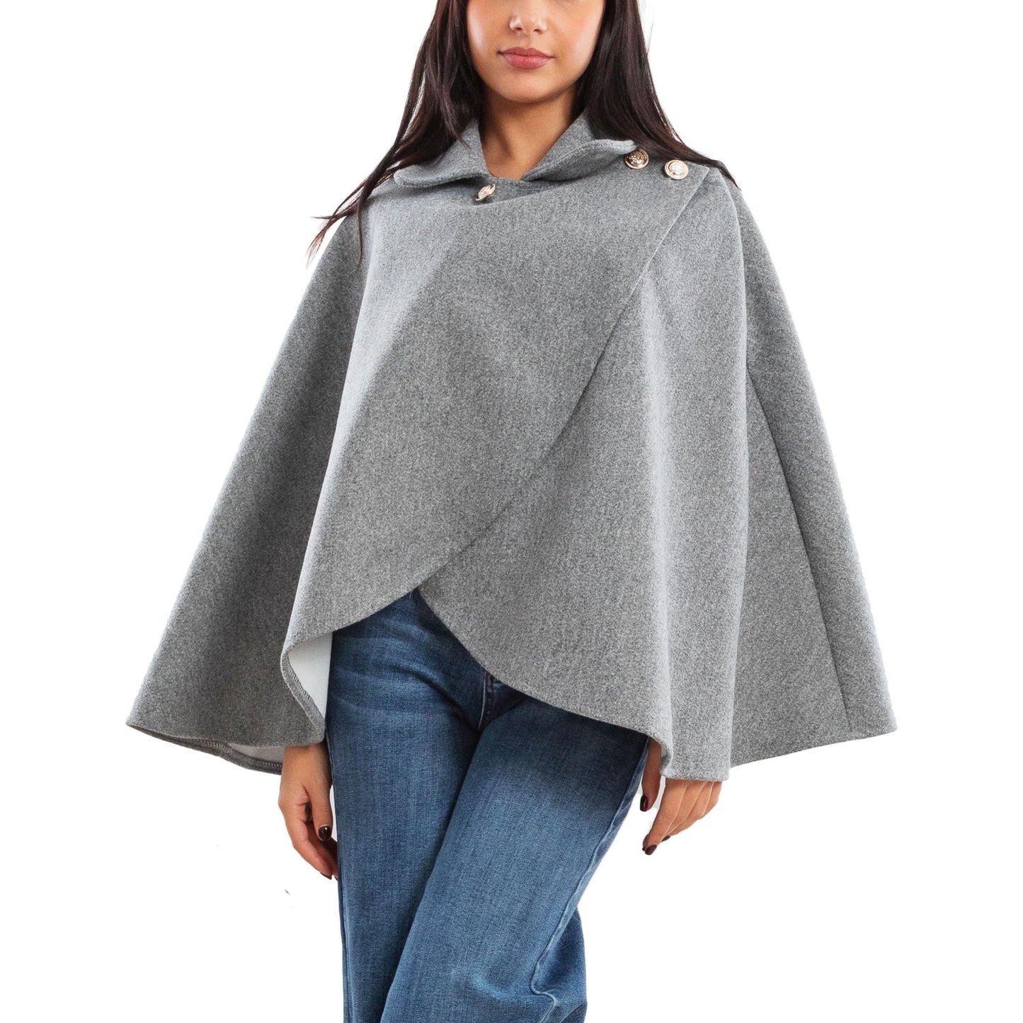 toocool mantellina poncho donna elegante bottoni dorati cape a portafoglio vb 5693