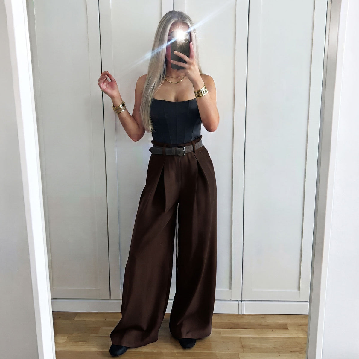 toocool pantaloni donna ampi palazzo con cintura toocool vi 3546 nero taglia unica
