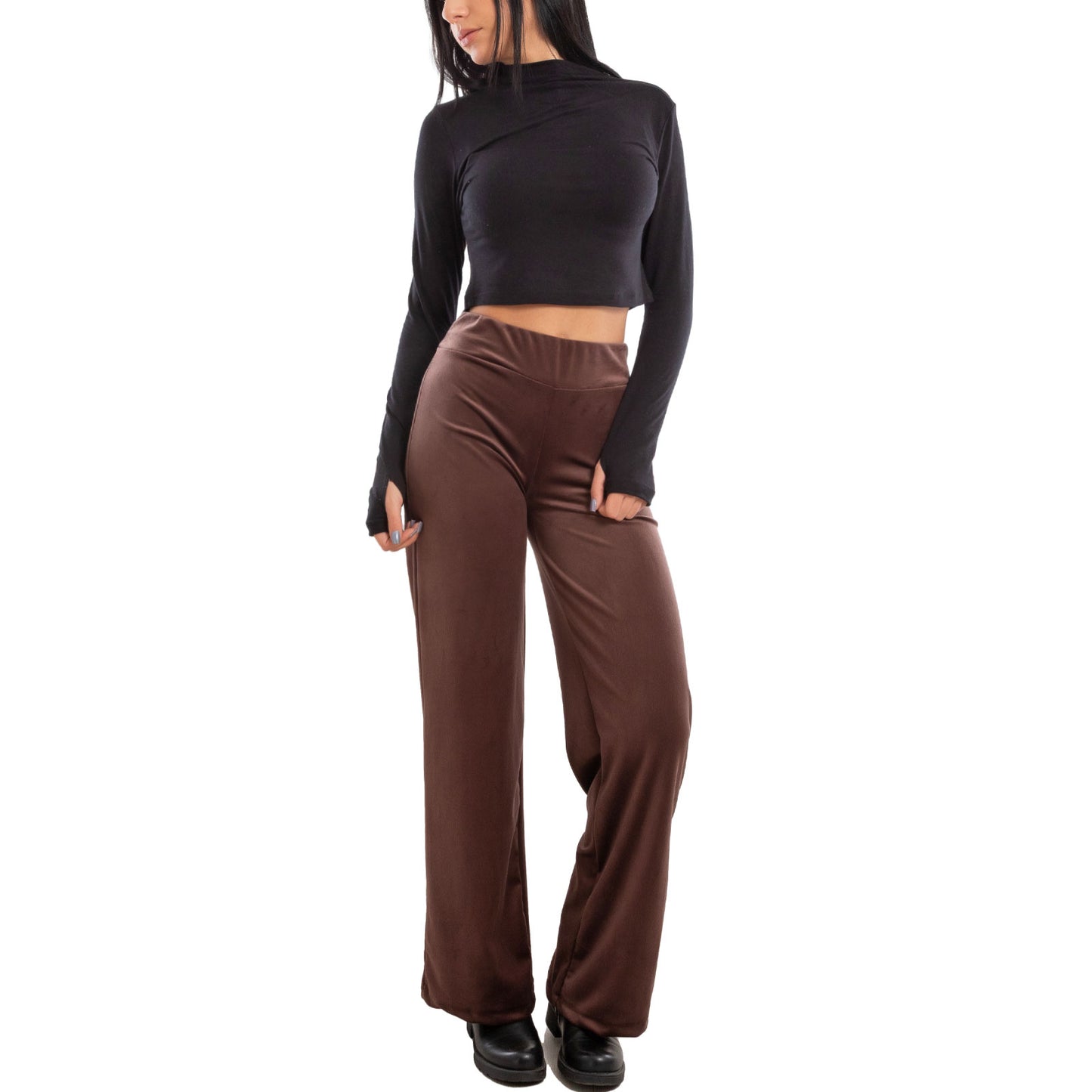 toocool pantaloni donna palazzo velluto ciniglia elasticizzati eleganti invernali toocool vi 5522