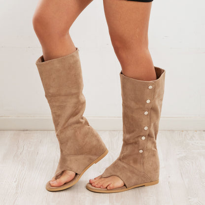 toocool stivali gladiatore donna scamosciati infradito tacco interno wz688 151