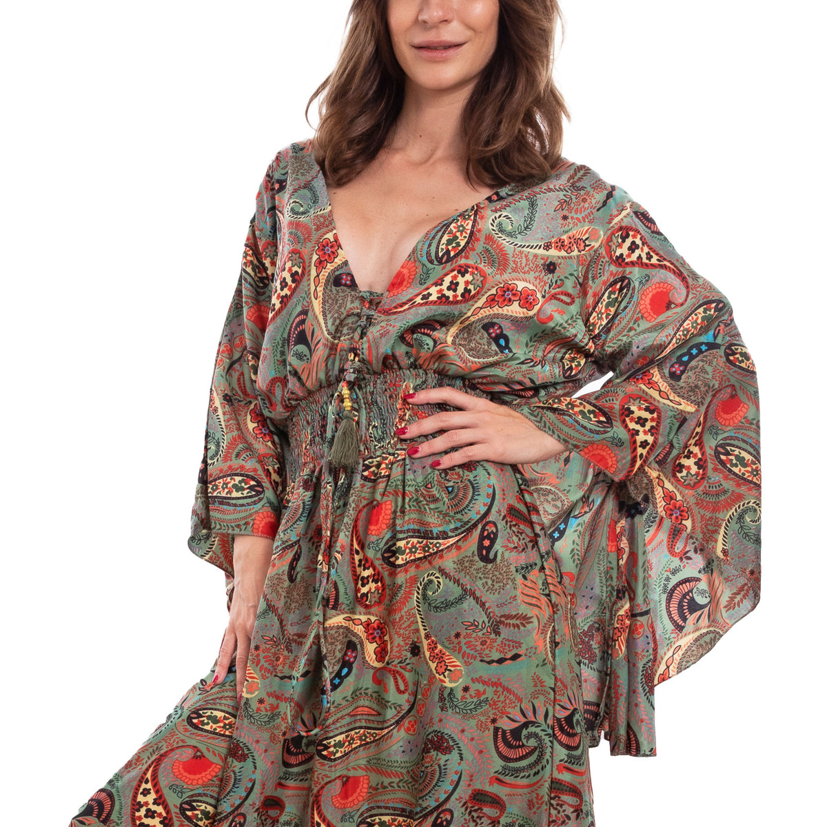 toocool vestito lungo donna abito boho chic fantasia etnica toocool rk 2021 rosso sl