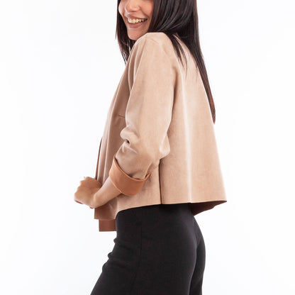 toocool giacca donna finta pelle scamosciata aperta 20868