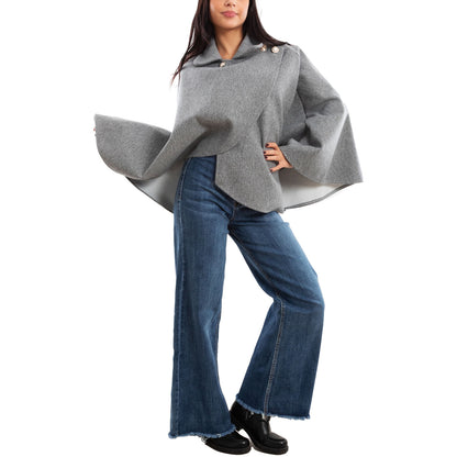 toocool mantellina poncho donna elegante bottoni dorati cape a portafoglio vb 5693