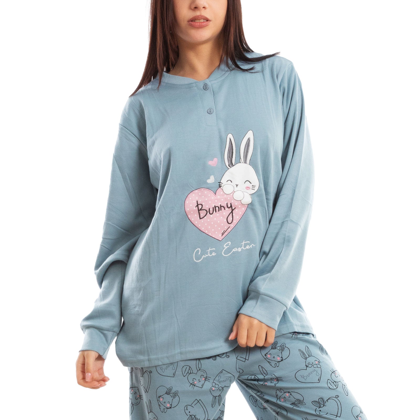 toocool pigiama donna felpato invernale coniglietti caldo c3101