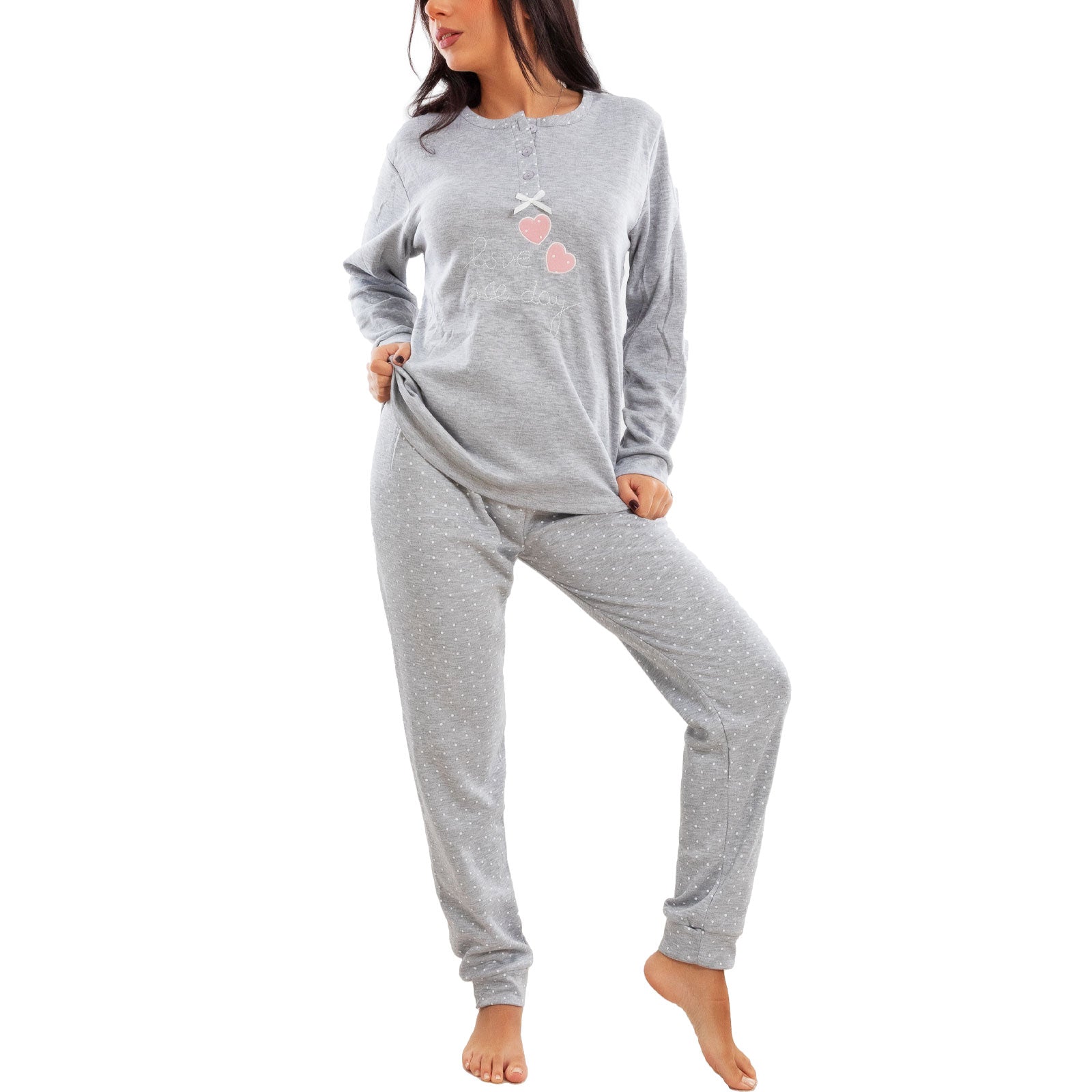 toocool pigiama donna invernale felpato pois maniche lunghe pantaloni caldo cotone toocool e5820 blu m