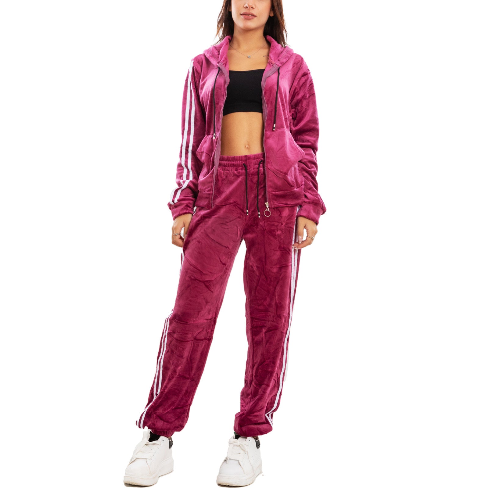 immagine-18-toocool-tuta-sportiva-donna-velour-velluto-ciniglia-cappuccio-be-8502