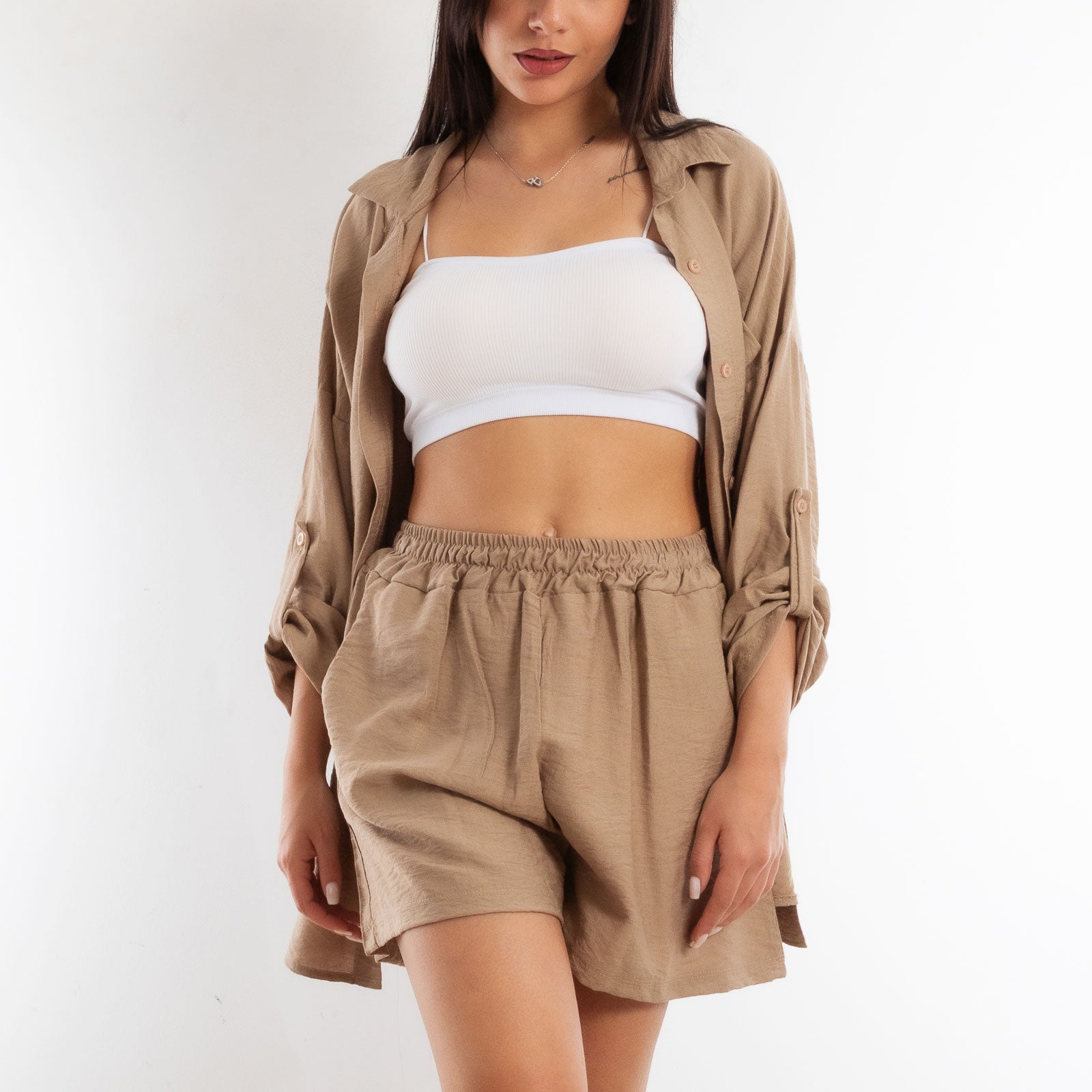 toocool completo due pezzi donna camicia pantaloncini vi 5546