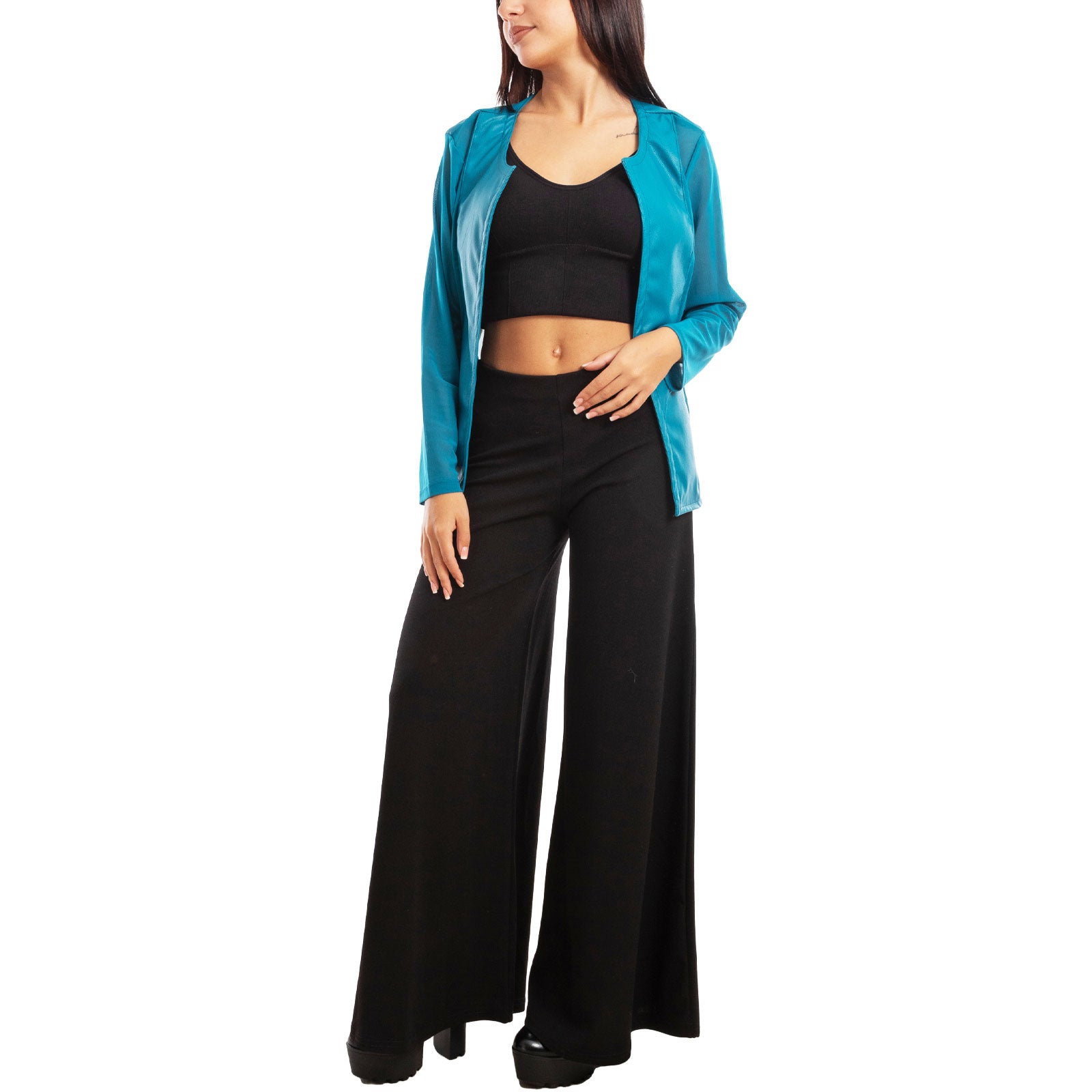 toocool giacca pelle sintetica donna velata elegante g987