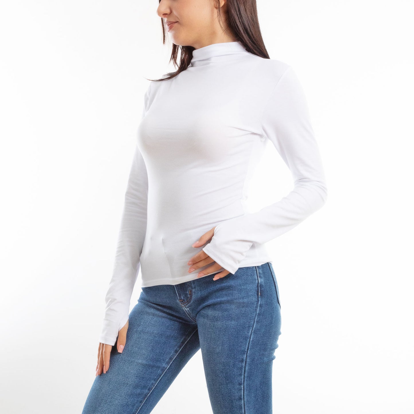 toocool maglia donna blusa maniche lunghe foro per pollice vi 5255