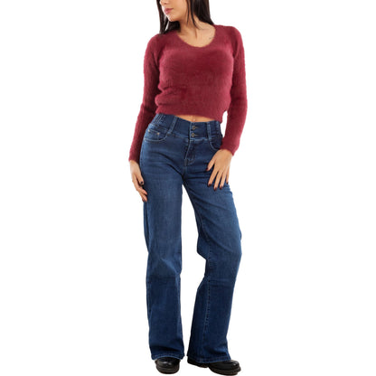 toocool maglione donna peloso pullover corto aderente invernale scollo v toocool 9390 nero sm