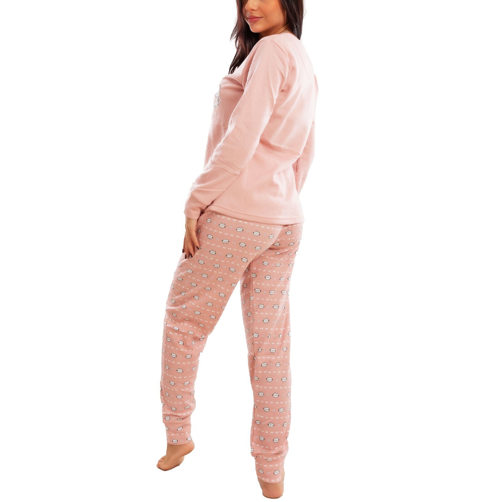 toocool pigiama donna invernale felpato gatti maniche lunghe pantaloni caldo cotone toocool 2141 verde acqua s