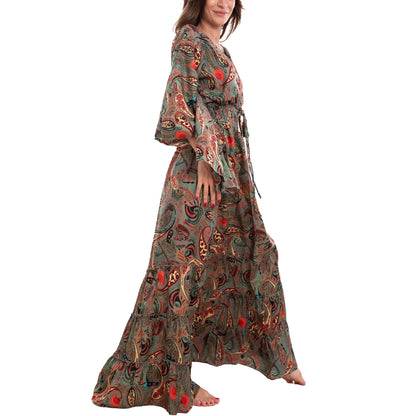 toocool vestito lungo donna abito boho chic fantasia etnica toocool rk 2021 rosso sl