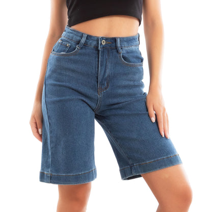 toocool bermuda donna jeans scuro al ginocchio pantaloncini vi 5002