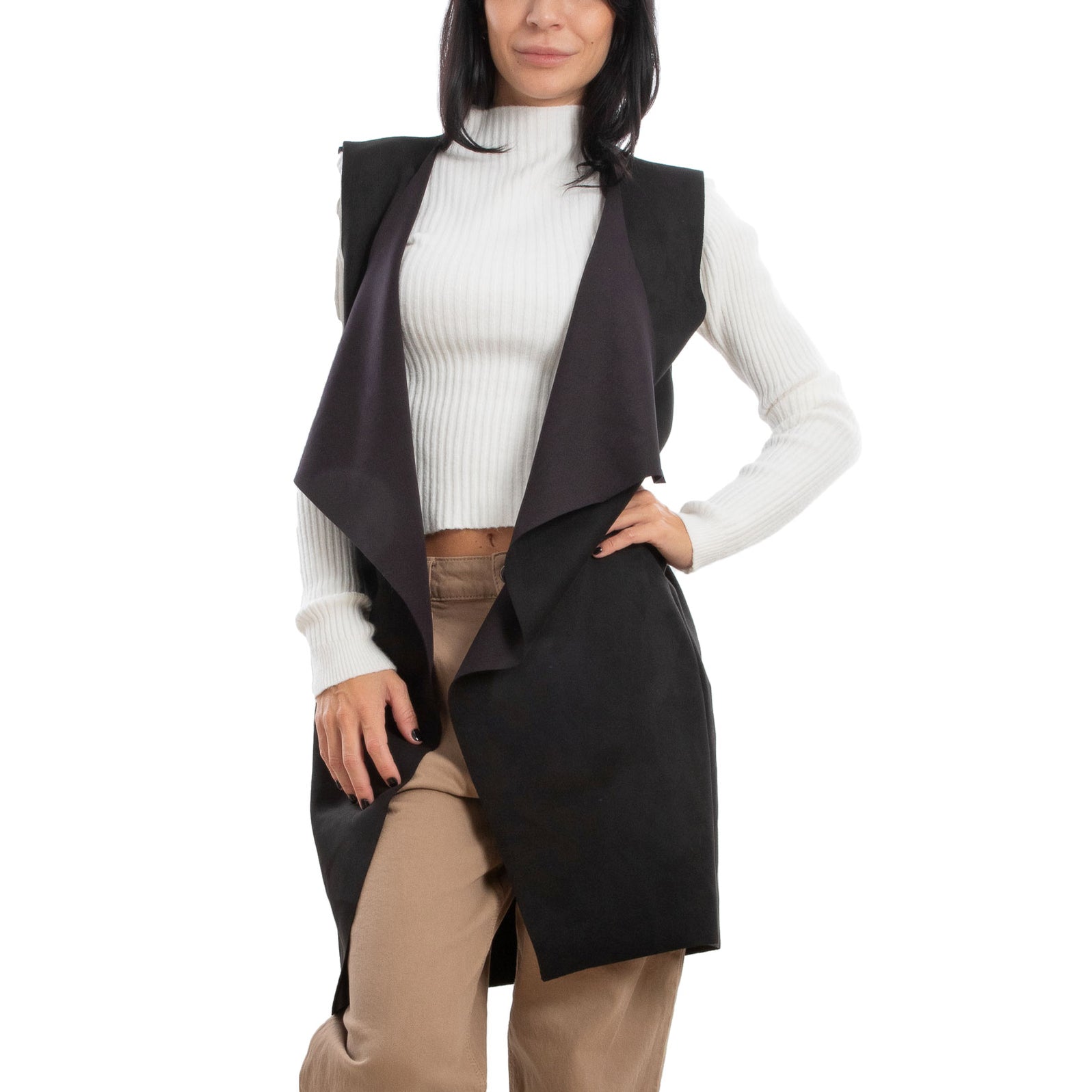 Nuovo gilet donna lungo racer posteriore bodycon muscoloso donna