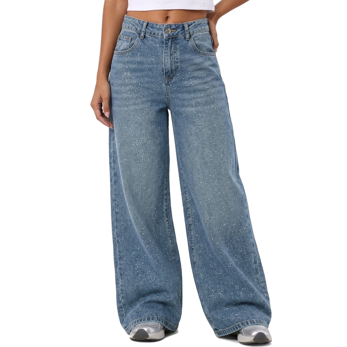 toocool jeans baggy donna ampi con glitter argento toocool tf8039 blu 42
