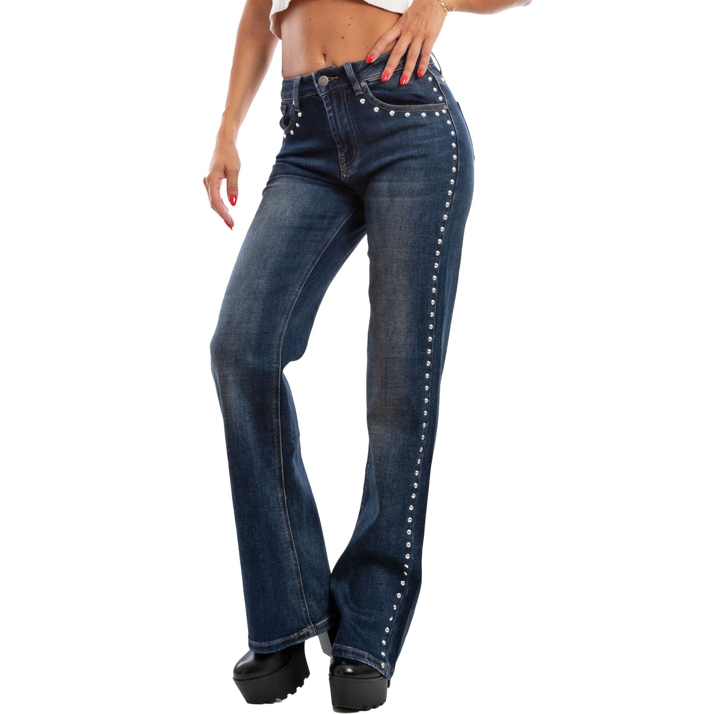 immagine-2-toocool-jeans-borchie-denim-palazzo-bootcut-vita-alta-fx-1222