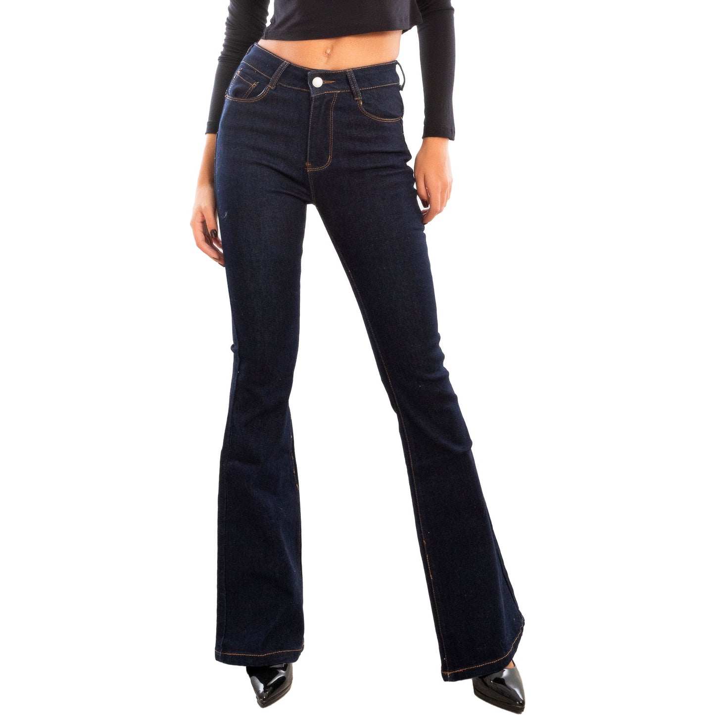 toocool jeans donna lavaggio zero vita alta zampa elefante campana flare toocool cz061 blu xs