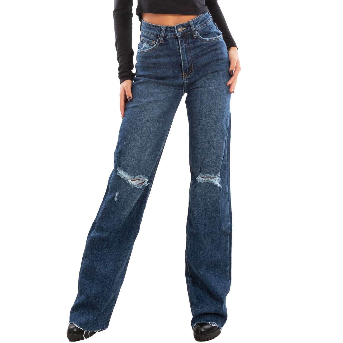 toocool jeans donna pantaloni palazzo baggy gamba larga vita alta denim toocool sj894 blu xs