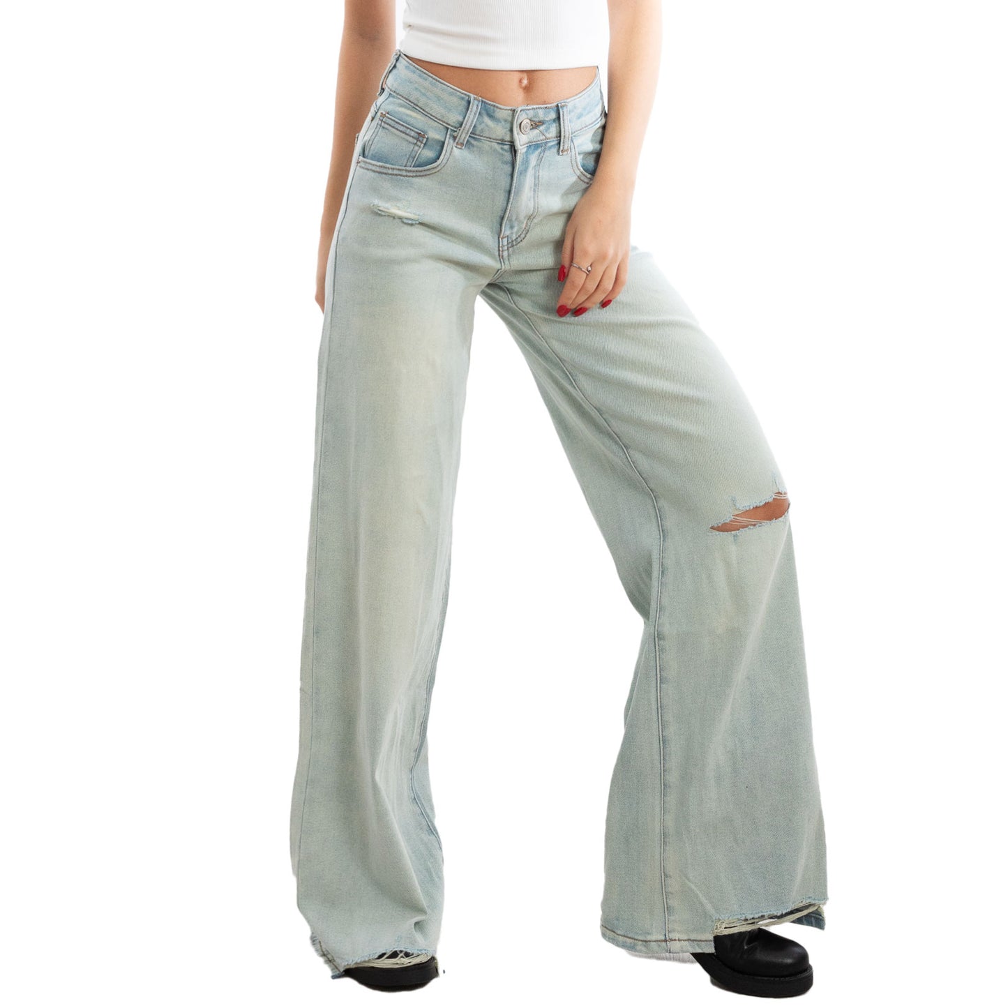 toocool jeans donna pantaloni strappati palazzo casual baggy dt126a