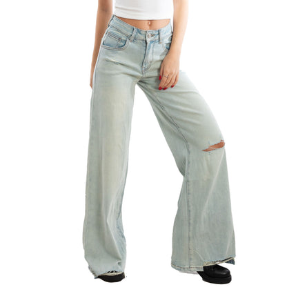toocool jeans donna pantaloni strappati palazzo casual baggy dt126a