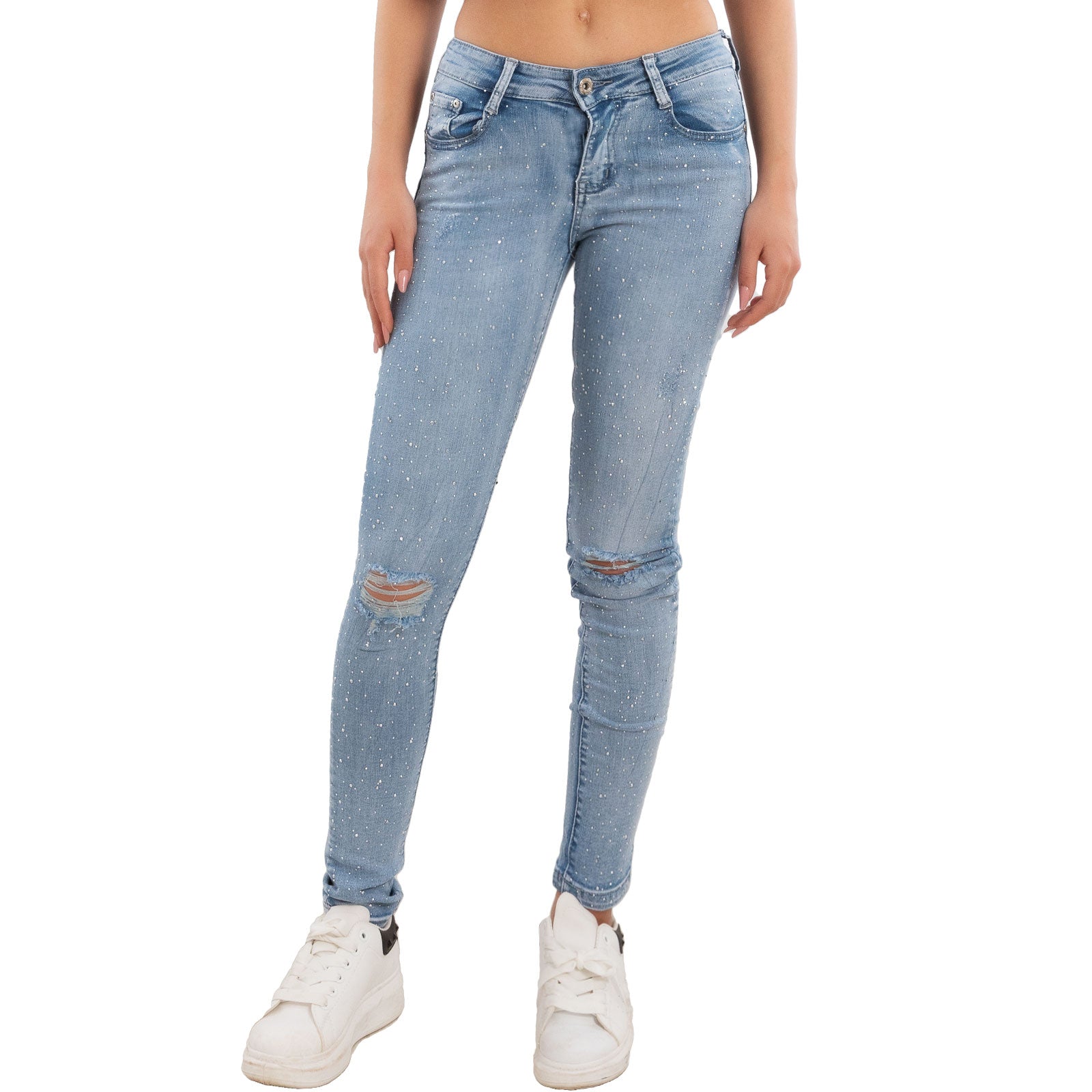 toocool jeans donna strass skinny tagliati strappati gf 2180