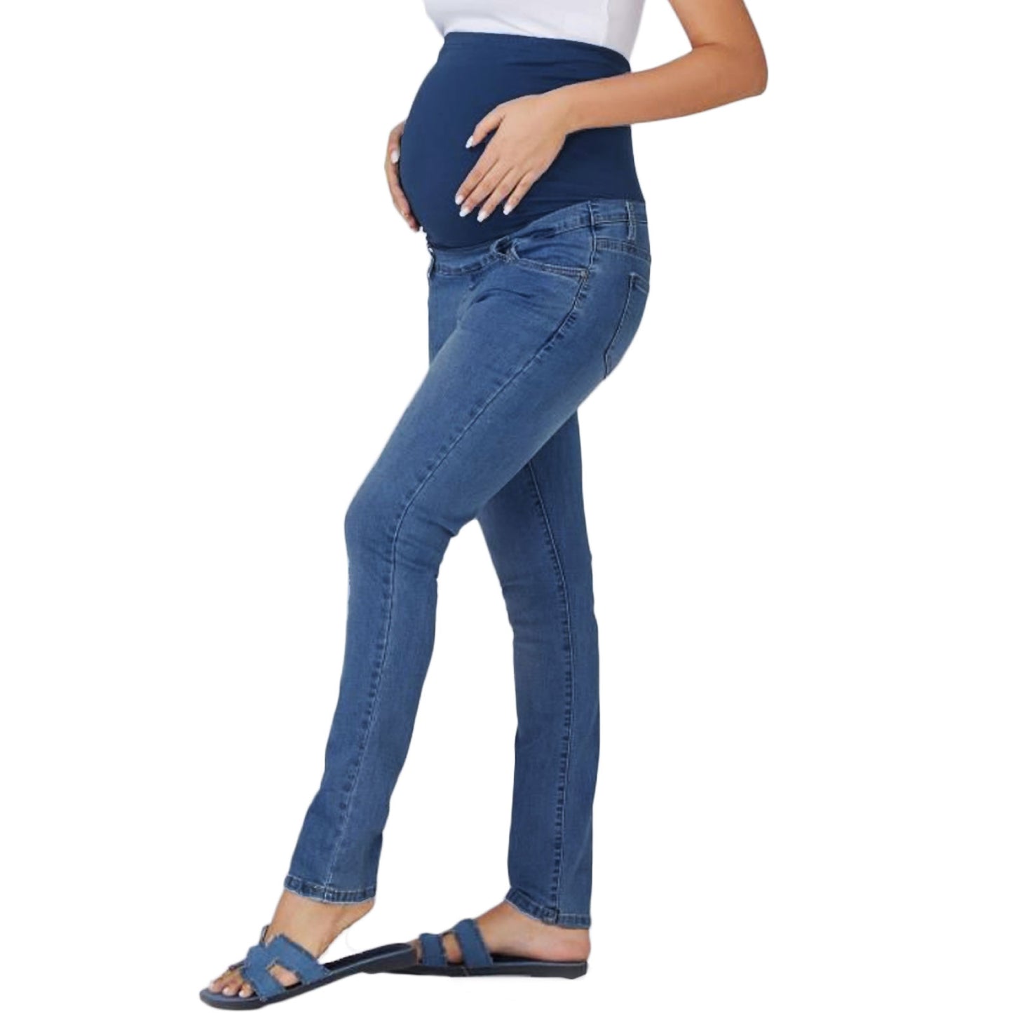 toocool jeans premaman skinny fascia elastica sopra il pancione denim elasticizzato comfort fit pantaloni gravidanza toocool k6720 blu 42