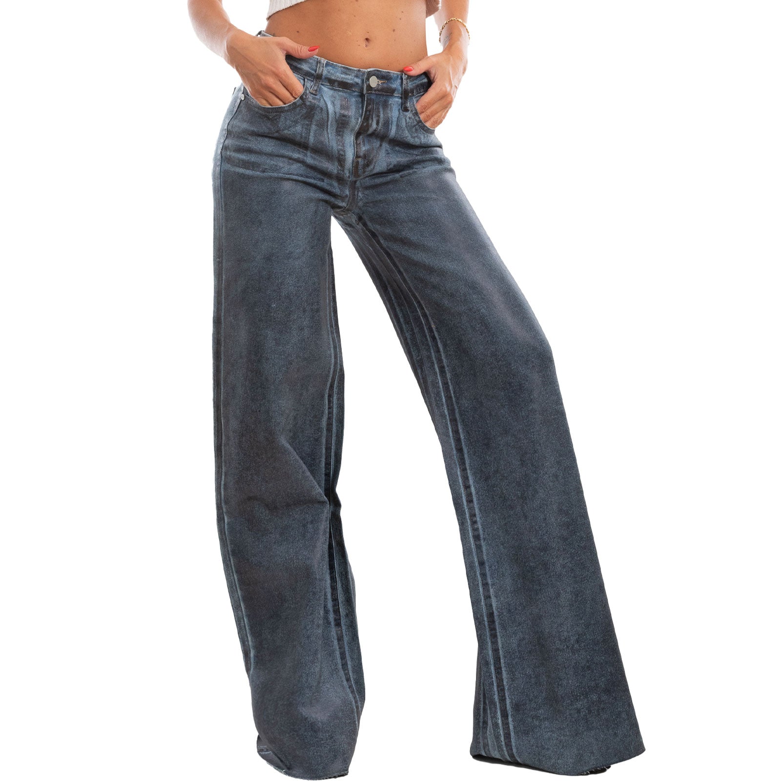 immagine-2-toocool-jeans-vita-alta-palazzo-tessuto-spalmato-rm2308