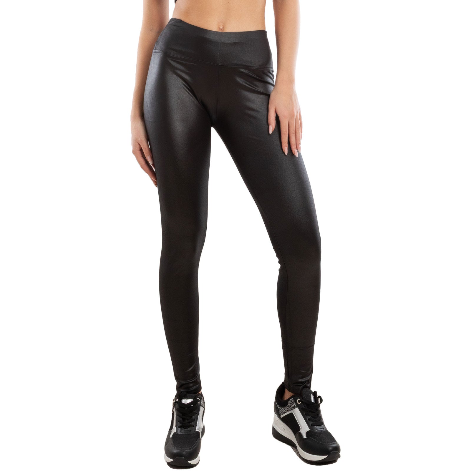 toocool leggings donna effetto liquid elasticizzati pantaloni skinny vita alta lucidi vi 3211