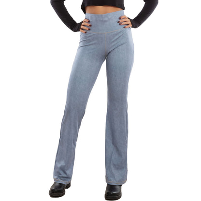 toocool leggings donna pantaloni effetto jeans zampa elefante campana vita alta toocool vi 711 blu chiaro s