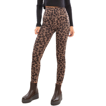 toocool leggings donna pantaloni maculati leopardati vita alta elasticizzati toocool vi 7881 marrone sm