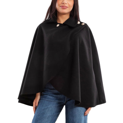 toocool mantellina poncho donna elegante bottoni dorati cape a portafoglio vb 5693